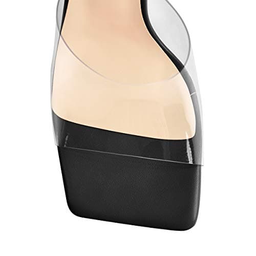 Richealnana Women's Clear Square Toe Stiletto Heel Slip-On Mules