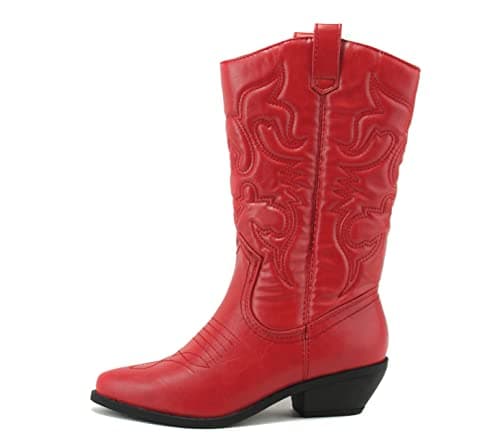 All-White Soda Red Knee High Cowboy Boots with Pull-On Tabs — Red