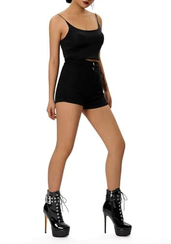 Womens Aachcol Stiletto Heel Platform Ankle Boots Patent Leather Zipper Buckle