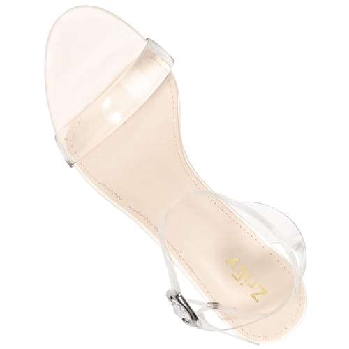 ZriEy Clear Block Sandals for Women Chunky Heels Open Toe Adjustable Ankle Strap Pump