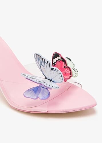 Richealnana Women's Butterfly Transparent Stiletto Heel Pointed Toe Mule