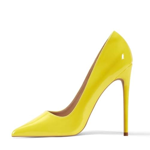 Elisabet Tang Women's Pointed Toe 4.7 inch Stiletto Heels Party Shoes — Neon Yellow