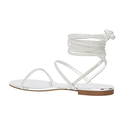 Women's Rhinestone Crisscross Strap Flat Sandals