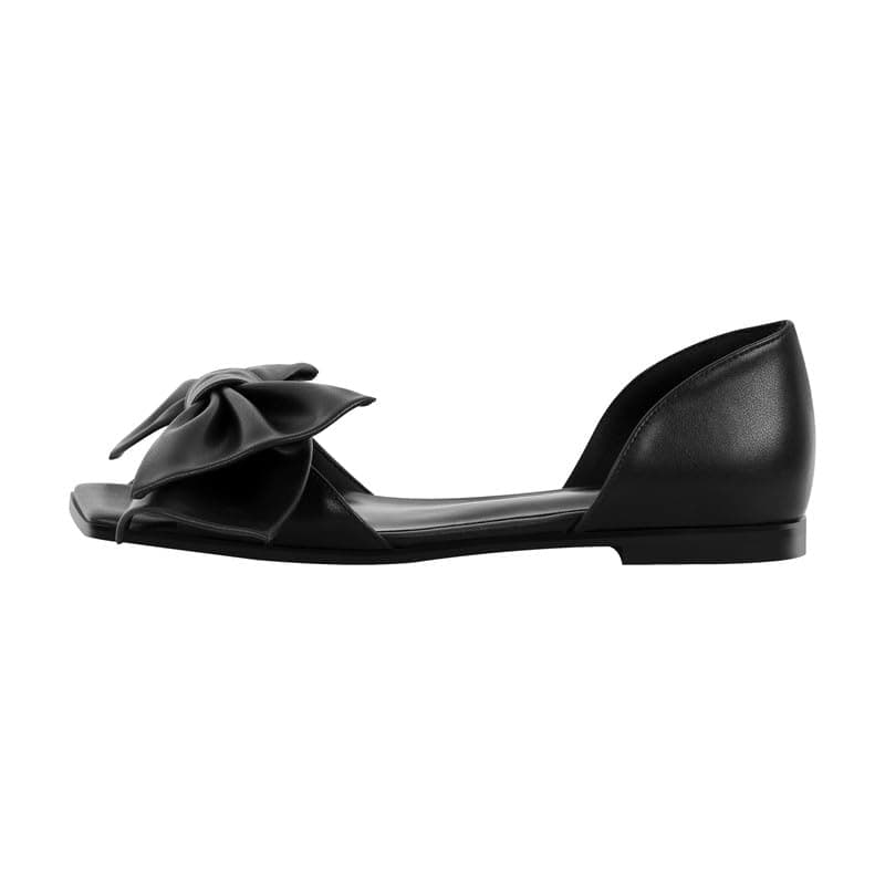 Richealnana Women's Square Toe Bow Flat Sandals