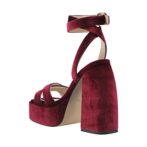 Richealnana Women'sChunky Heel Ankle Strap Sandal With Buckle