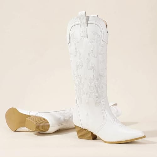 IDIFU IN2 Women's Embroidered Cowgirl Knee-High Western Boots