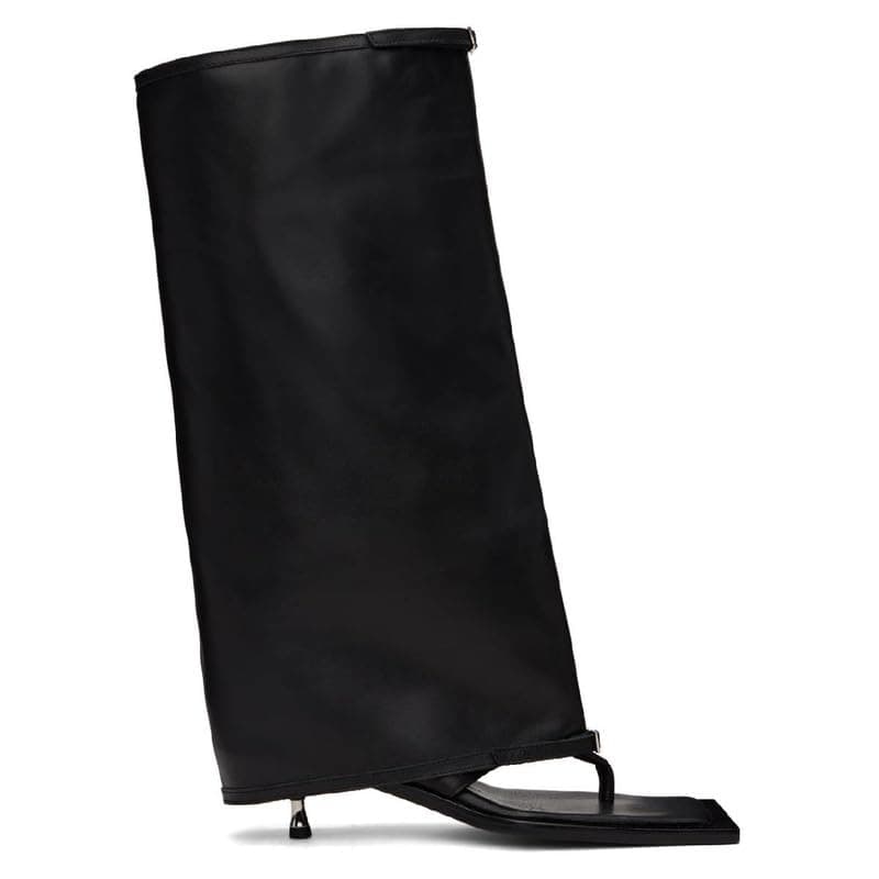 Richealnana Women's Knee High Foldover Stiletto Sandals
