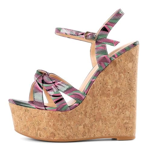 YODEKS Women's Platform Wedge Sandals-Ankle Strap Heel — Multi-color Wave