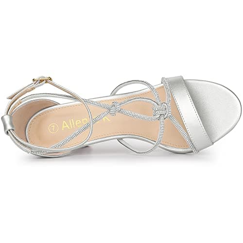 Allegra K Women's Rhinestone Knot Strap Stiletto Heels