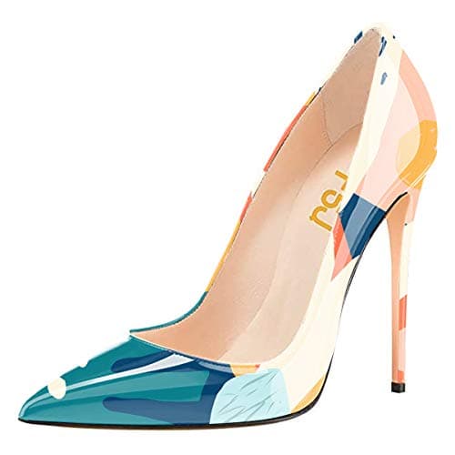 FSJ Women's Stilettos Formal Pointed Toe High Heel Shoes Größe 4-15 US — Printing