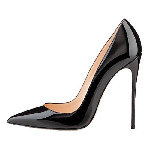 COLETER Women's 4.72 Inch Patent Leather Pointed Toe Wedding Stilettos
