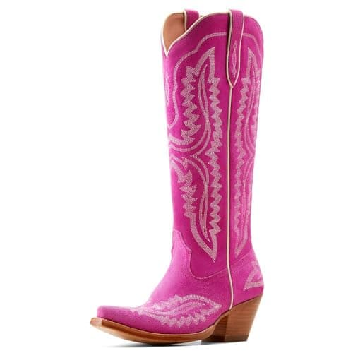 ARIAT Women's Casanova Knee-High Western Boot, Brushed Leather Booties — Haute Pink Suede