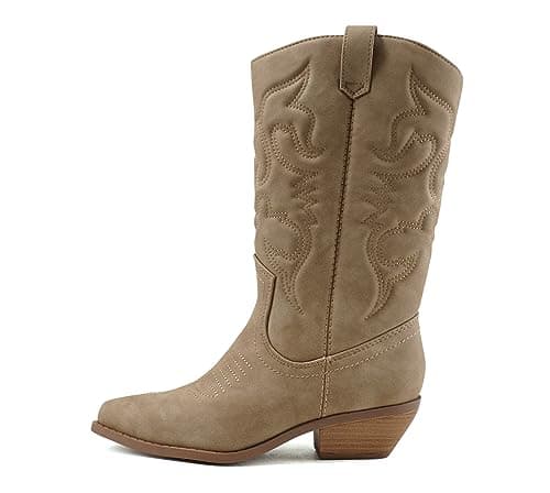 Women's Western Cowboy Pointe Toe Ankle Boots - RENO Soda — Lt-taupe Nubuck