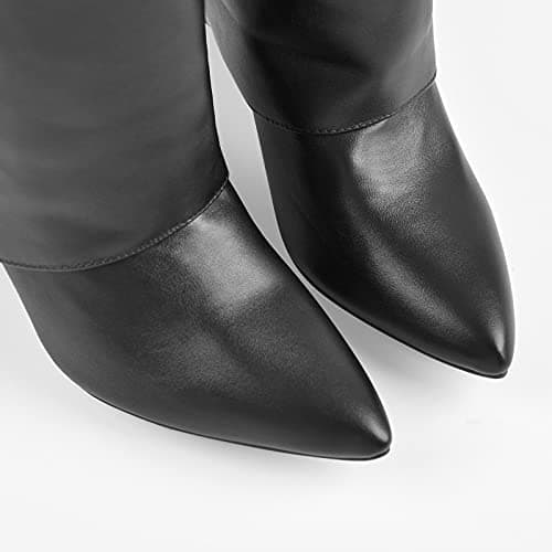Richealnana Women's Fold Over High Heel Knee High Boots