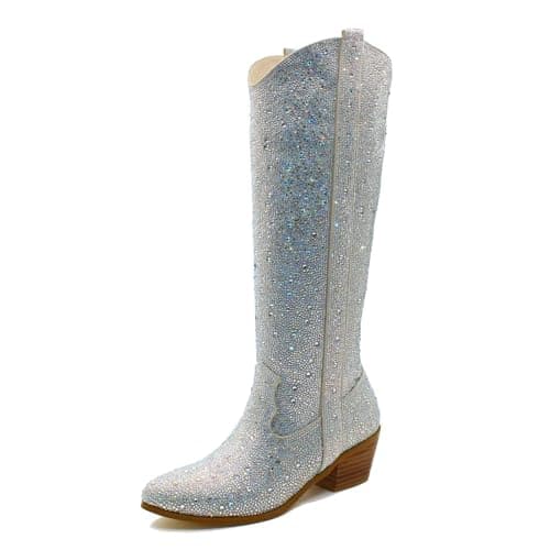 CIERWS Women's Embroidered Western Cowgirl Knee-High Boots — R-color