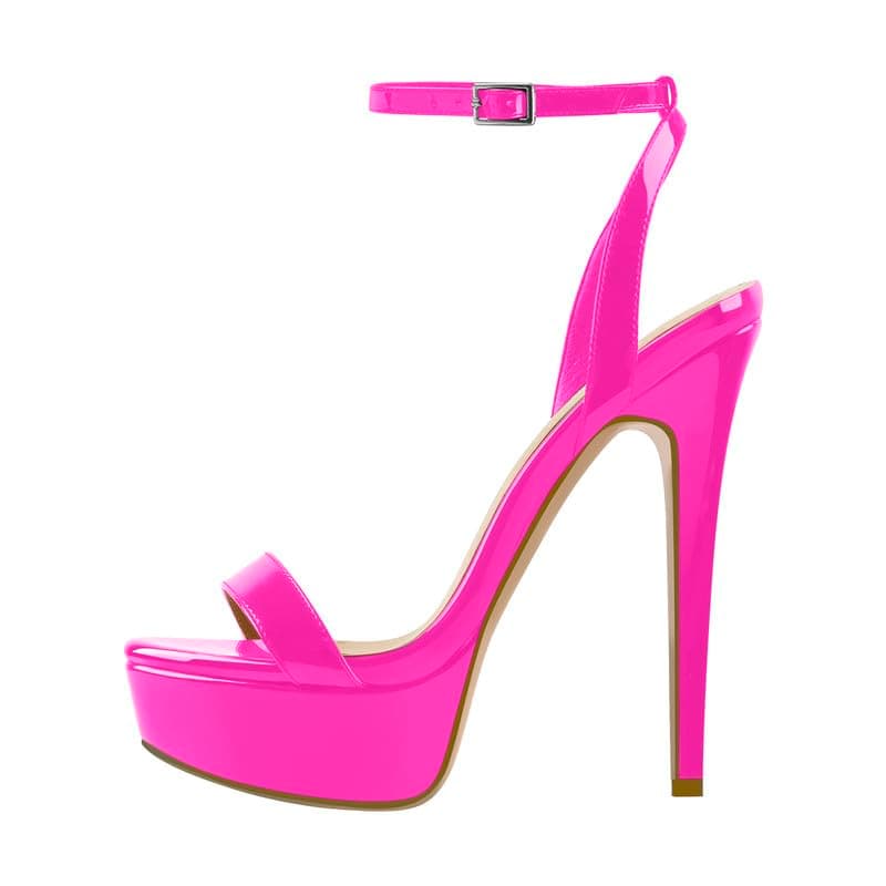 Richealnana Women's Buckle Strap Platform Stiletto Heel Sandals — Rose Pink