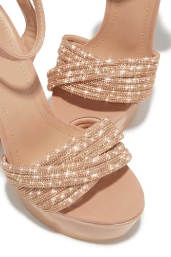 Richealnana Women's Platform Rhinestone Buckle Sandals for Party Prom