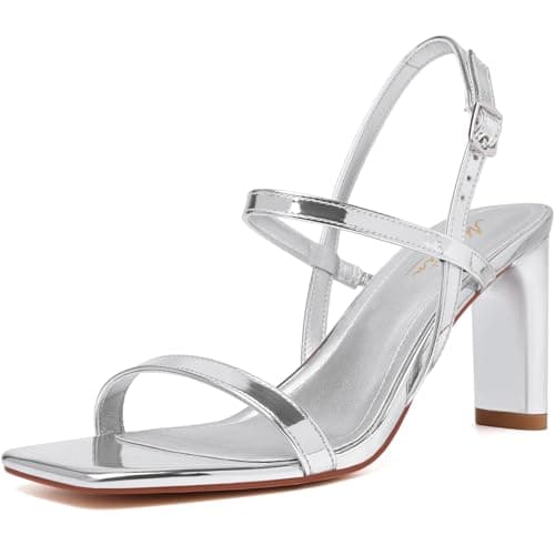 Mostrin Women's Strappy High Heel Sandals with Ankle Strap for Parties and Weddings — Silver02