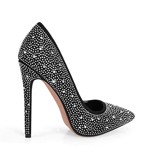 Richealnana Women's Rhinestone Pointed Toe Stiletto Heel Pumps