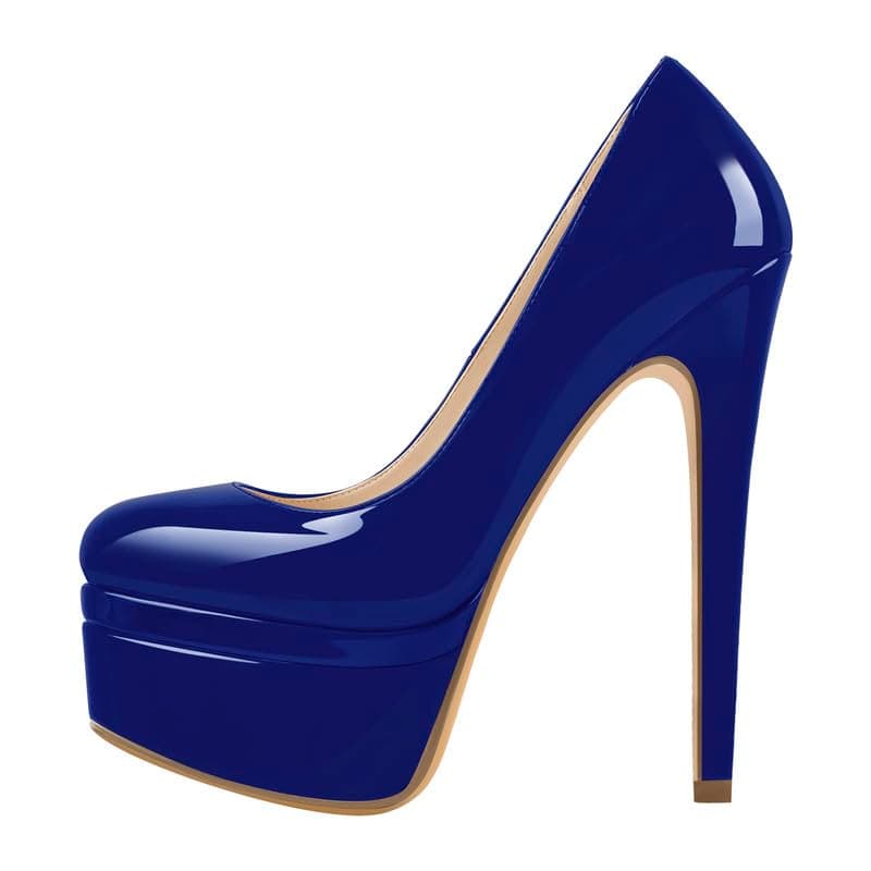 Richealnana Women's Double Platform Stiletto Heels — Dark Blue Double Platform