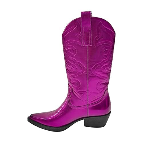 Women's Pointed Toe Embroidered Cowboy Boots — Rose Red