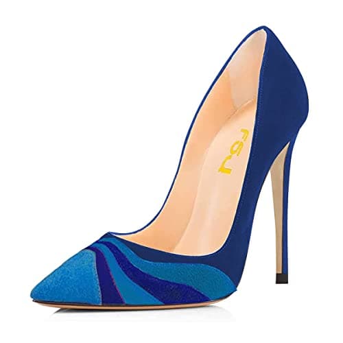 FSJ Women's Stilettos Formal Pointed Toe High Heel Shoes Größe 4-15 US — Blue Suede