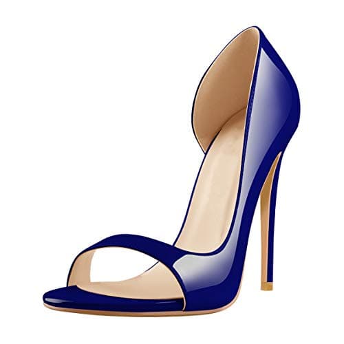 Richealnana Women's Slip-On Stilettos with Elegant Cutouts — Navy Blue