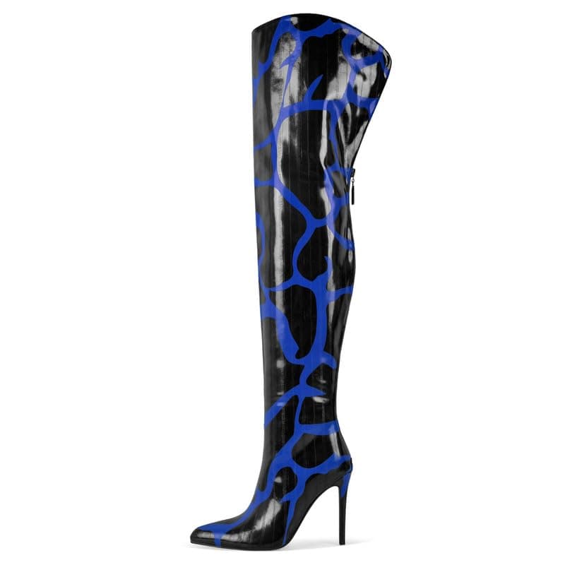 Women's Over the Knee Thigh Boots High Heels for Women LongBoot — Blue Black