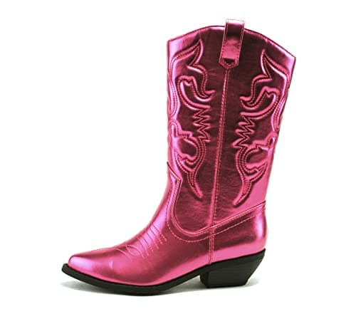 Women's Western Cowboy Pointe Toe Ankle Boots - RENO Soda — Fuchsia Metallic Pu