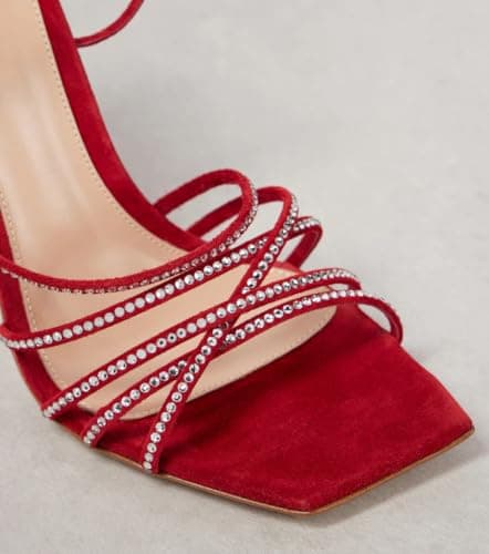 Richealnana Women's Gladiatorial Lace-Up Rhinestone Stilettos Sparkle Sandals