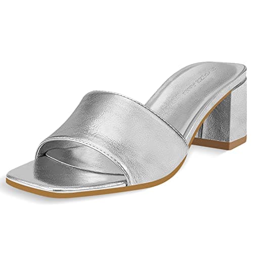 Refined Product Titles:

1. Women's Square Open Toe Heeled Sandals
2. Women's Diana Mule Sandal — Silver