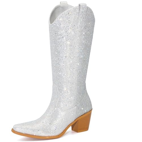 Rhinestone Cowboy Boots for Women — Silver