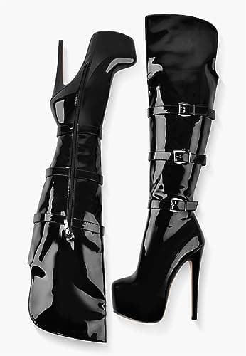 Richealnana Women's Over-the-Knee Lace-Up Zipper Boots