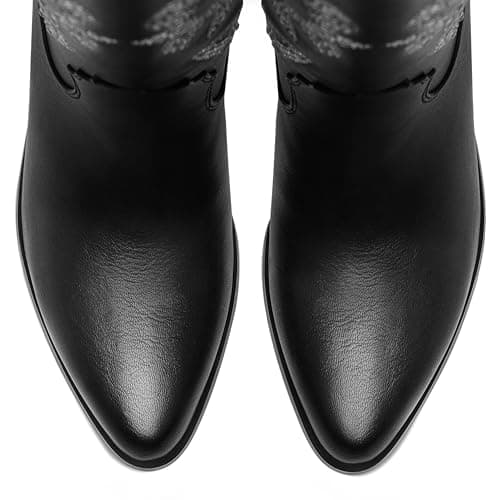 Ouepiano Women's Knee High Embroidered Cowboy Boots