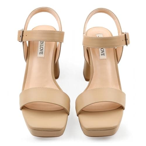 JOY IN LOVE Women's Chunky Platform Heels Ankle Strap Sandals