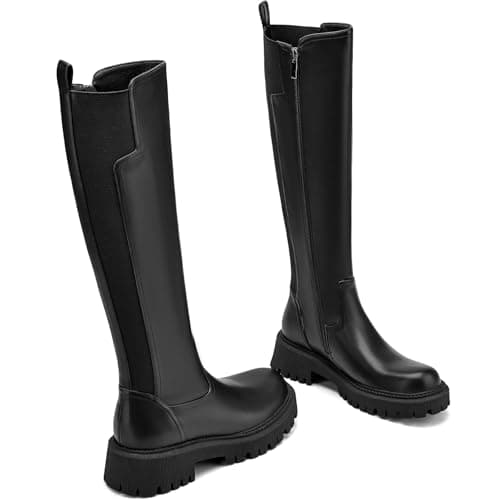 AIUNIIND Women's Knee High Stretch Platform BootsComfortable Calf Riding Boots