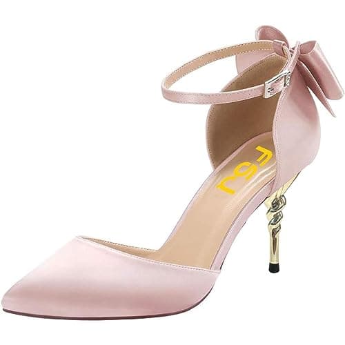 FSJ Women's D'orsay Pointed Toe Ankle Strap Heels Size 4-15 US Party Shoes — Pink