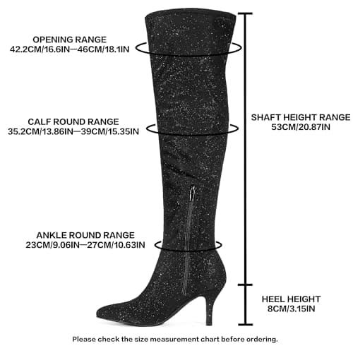Allegra K Women's Glitter Knee High Stiletto Heels
