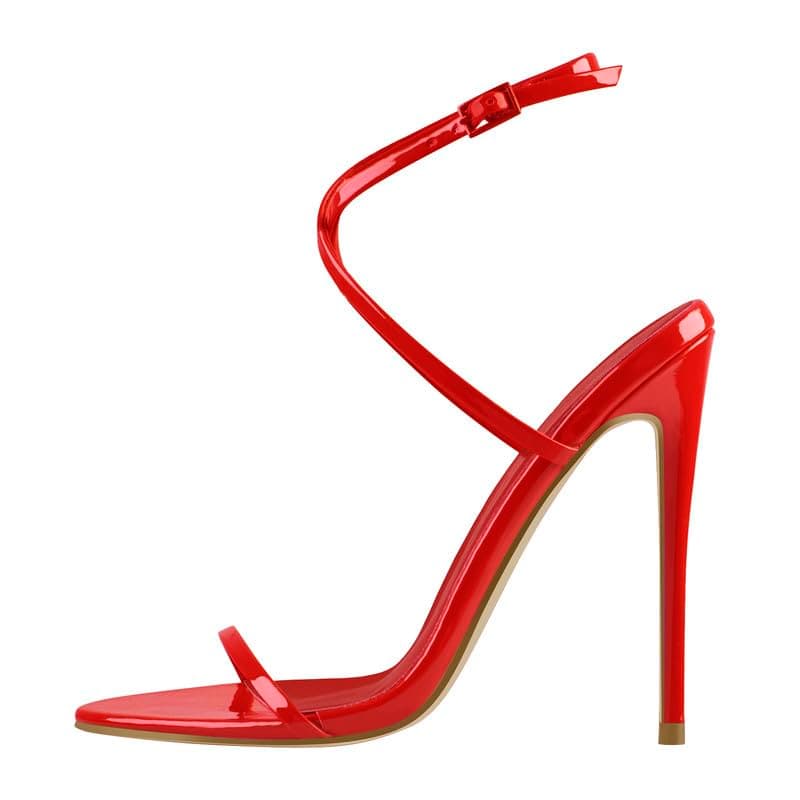 Richealnana Women's Crisscross Ankle Strap Stilettos Sandals — Red