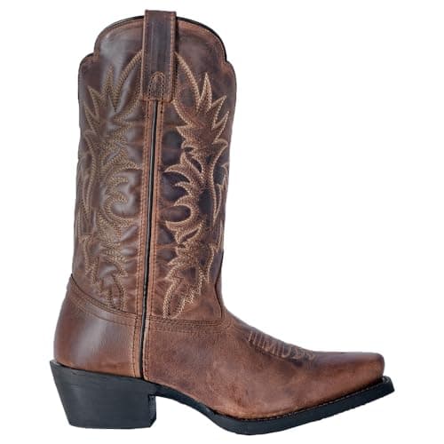 Laredo Womens Malinda Distressed Embroidered Casual Boots - Brown Mid Calf Low Heel