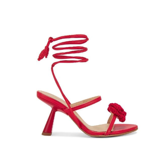Richealnana Women's Lace-Up Strappy Flower Sandalschunky Heel Sandal for Party Prom