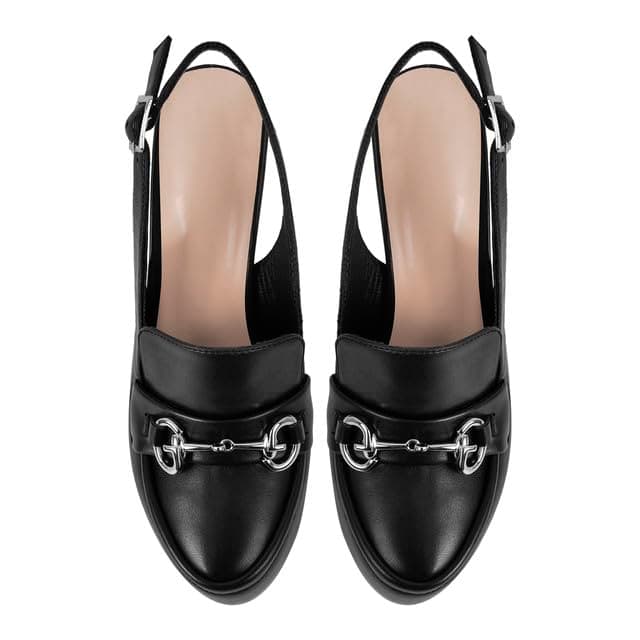 Richealnana Women's Chunky Heel Back Strap Buckle Pull-On Pumps