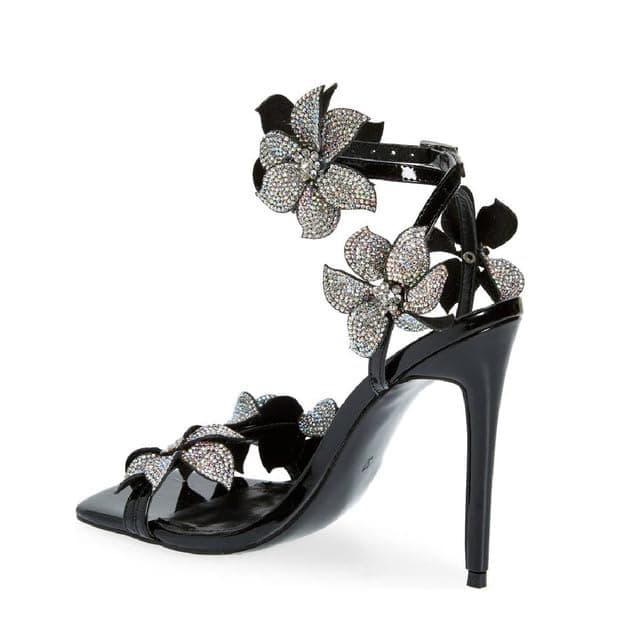 Richealnana Women's Sparkle Floral Stiletto Heel Sandboxals For Party Prom