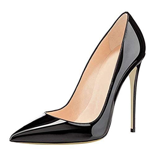 COLETER Women's 4.72 Inch Patent Leather Pointed Toe Wedding Stilettos