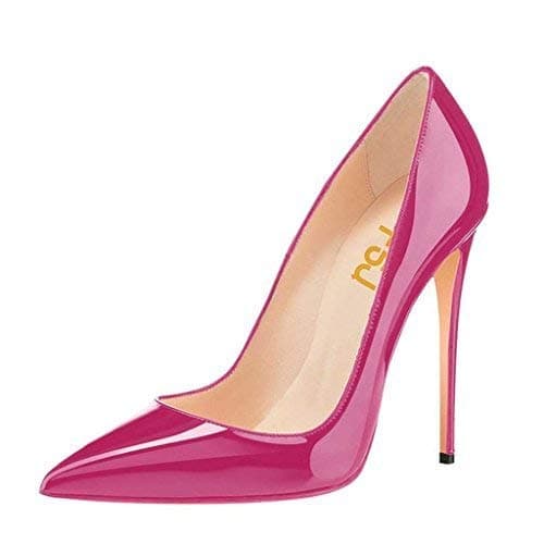 FSJ Women's Stilettos Formal Pointed Toe High Heel Shoes Größe 4-15 US — Hot Pink