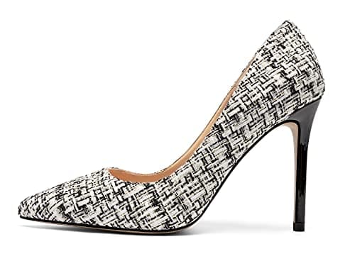Eldof Women's Classic 4" Stiletto Heel Dress Pumps, Size 5-13 — White Knit