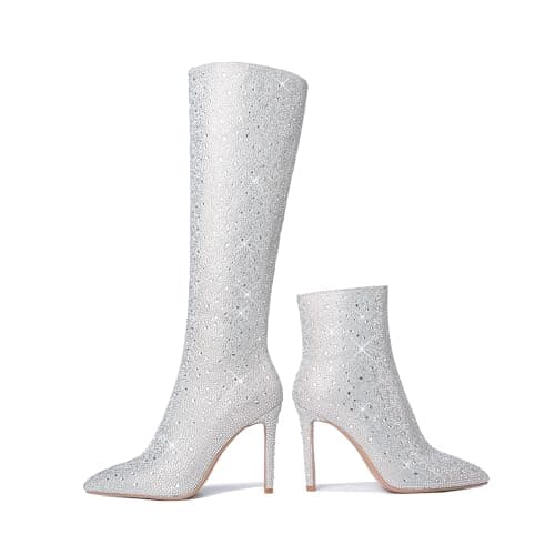 Sparkly Rhinestone Knee High Boots for Women
