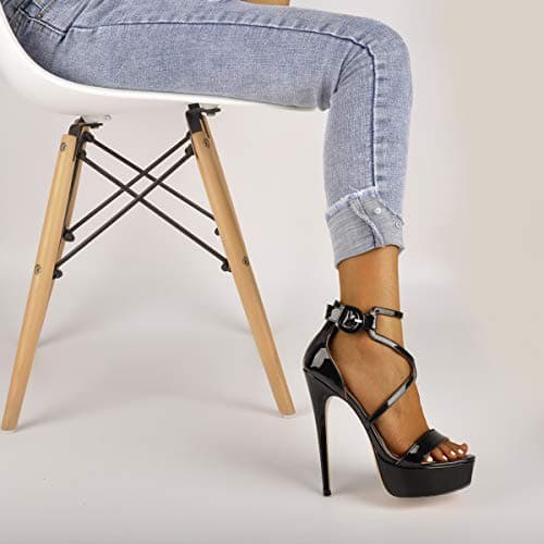 Women's Platform Crisscross Ankle Buckle Stilettos Sandals