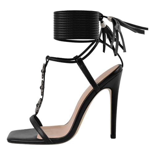 Richealnana Women's Fringe Ankle Strappy Sandals