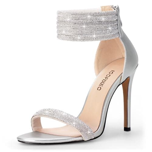 100FIXEO Elegant Rhinestone Heeled Open Toe Wedding Shoes